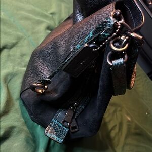 Coach Real Snakeskin Black and Teal Women's Bag